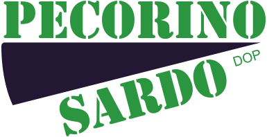 Pecorino Sardo scritto in verde con un triangolo blu tra le scritte.